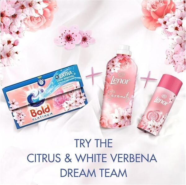 Bold Platinum PODS Washing Liquid Laundry Detergent Capsules 52 Washes, Cherry Blossom & Rose Water, Extra Stain Femoval, With Built-In Lenor Softener