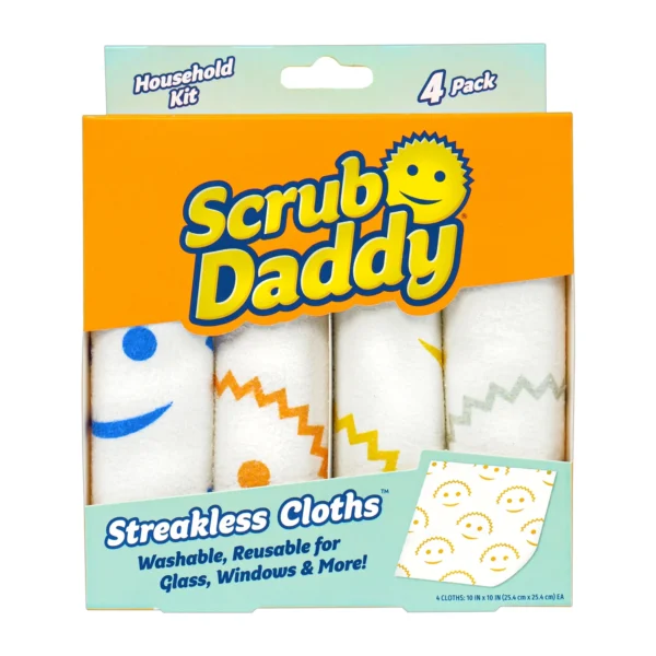 Scrub Daddy Streak-Free Dusting Cloths, Multi-Purpose for Glass, Kitchen, 4 Pack, Multicolor