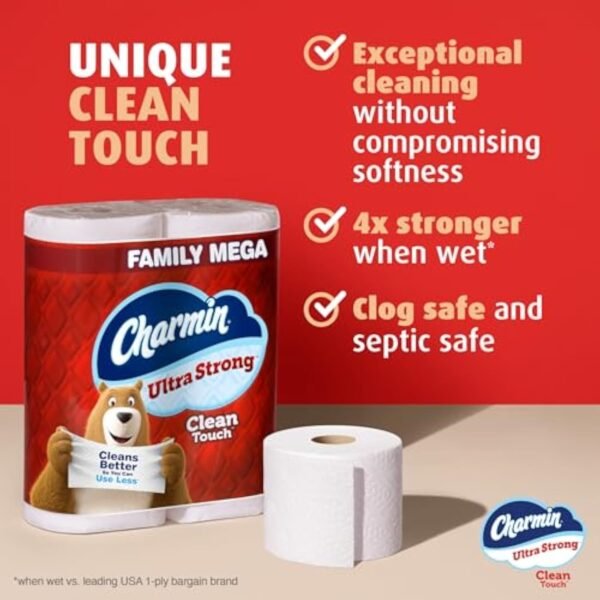 Charmin Toilet Paper Ultra Strong Clean Touch, 24 Family Mega Rolls = 120 Regular Rolls (Packaging May Vary), Bulk Toilet Paper, Household Essentials (Copy)
