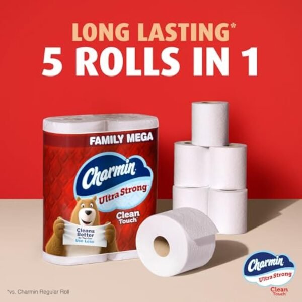 Charmin Toilet Paper Ultra Strong Clean Touch, 24 Family Mega Rolls = 120 Regular Rolls (Packaging May Vary), Bulk Toilet Paper, Household Essentials (Copy)